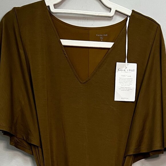 Garnett Hill Flutter-Sleeve Knit Midi Dress In Olive Size M - Picture 5 of 6